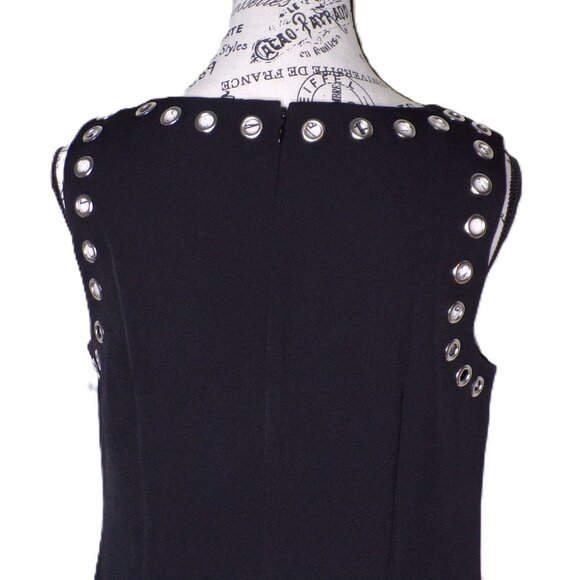 🆕 Adrianna Papell Grommet Studded Shift Dress 6 Black - Picture 12 of 13